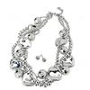 European-American Geometric Necklace & Earring Set - French Retro Style with Pearls for Formal Wear