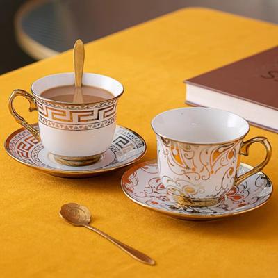 Nordic Style Light Luxury Ceramic Mug with Dish Office Coffee Cups Gold Edged Afternoon Tea Cup Set Household Drinkware