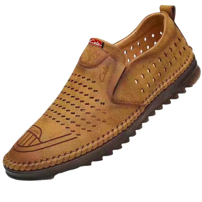 

2024 Новый тренд Мужская повседневная обувь Дышащая нескользящая обувь Уличная мягкая подошва Кроссовки для путешествий Кожаные мужские балетки Бизнес 43