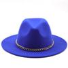 New thin chain accessories European and American autumn and winter solid color woolen top hat European and American fashion jazz hat