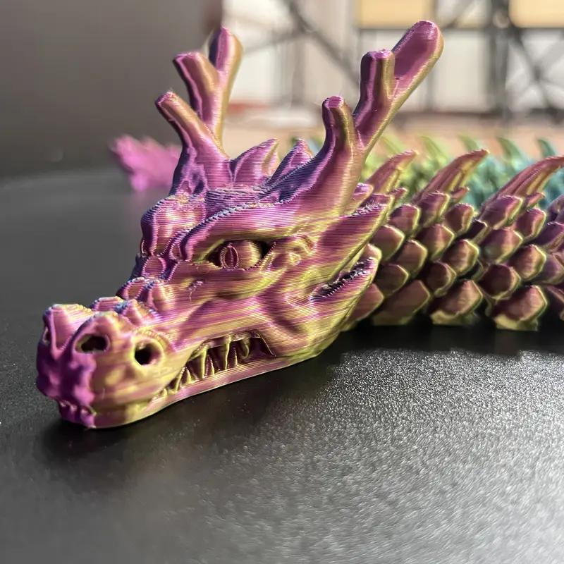 4/12pcs 3D Printed Chinese Dragon Ornament, Random Color, Ideal For Car Dashboard, Party Decoration, Festival Home Decoration