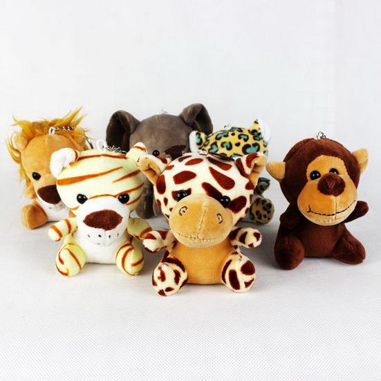 Animal Keychain Jungle Animal Monkey Tiger Lion Giraffe Elephant Leopard Doll