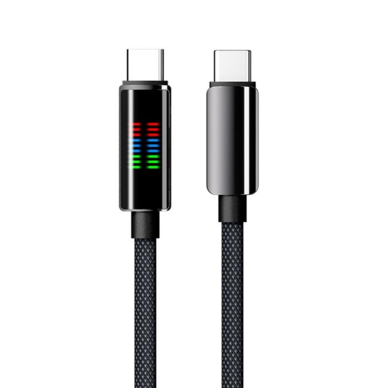 240W Fast Speed Charging Cable Cord Double USB C PD Port Dynamic Intelligent LED Power Indicator Zinc Alloy Construction