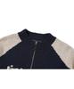 Cpgn Studio [2-Way] Curved Block Knit Zip-Up Navy
