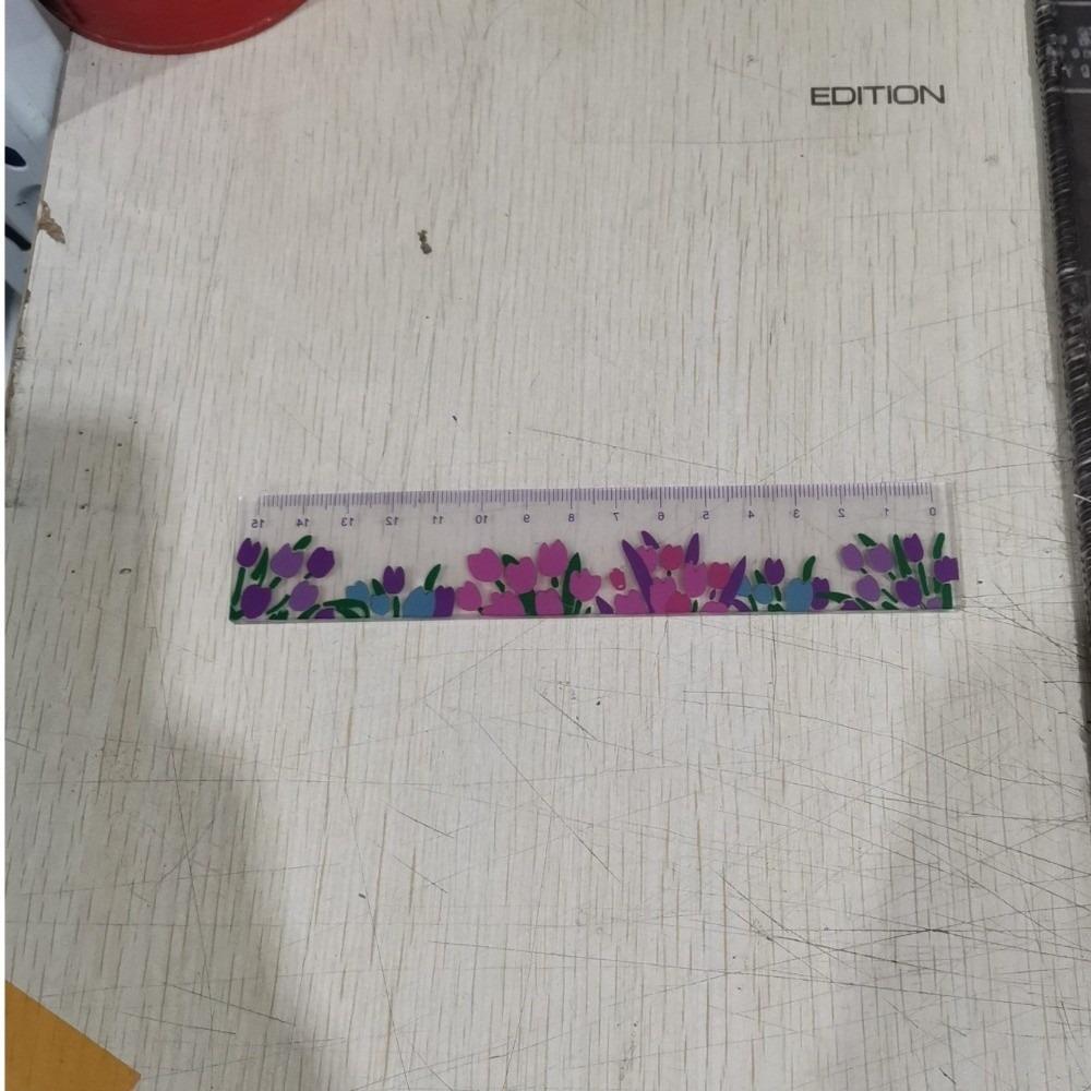 Multifunction 15cm Straight Ruler Transparent DIY Drawing Tools Flower Bookmark  Stationery