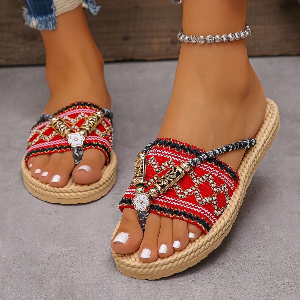 [Fashionable | Elegant] Fashionable Elegant Women's Chinese Ethnic Flat Sandals | Women Shoes