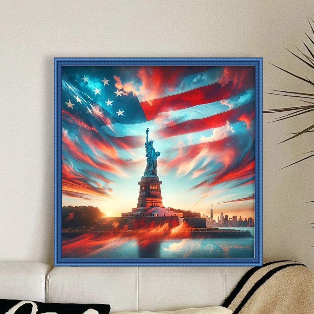 Independence Day Printed Cross Stitch Kit 11CT Embroidery Craft Set Home Decor