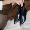 Fashion Inside Heightened Short Cylinder Shoes Women's Fashion Pointed Toe Side Zipper Soft Sole Anti-Slip Wear-Resistant Flats
