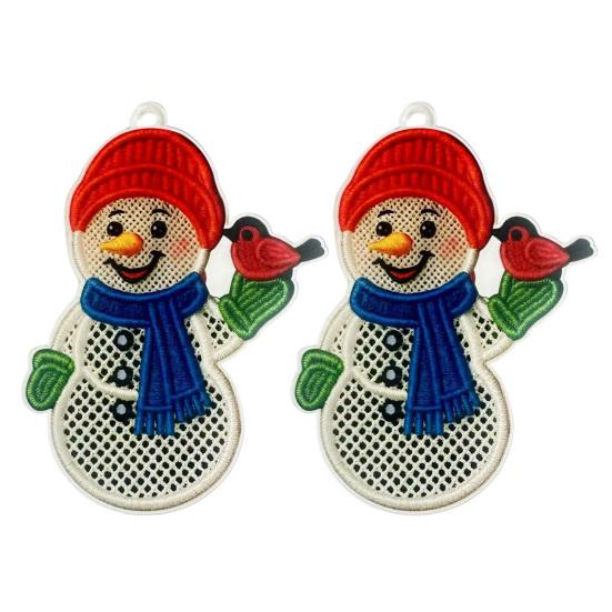 Yousheng Christmas Ornaments 2D Acrylic Snowman Santa Claus Hanging Ornament with Stitching Texture for Winter Holiday Tree Decor