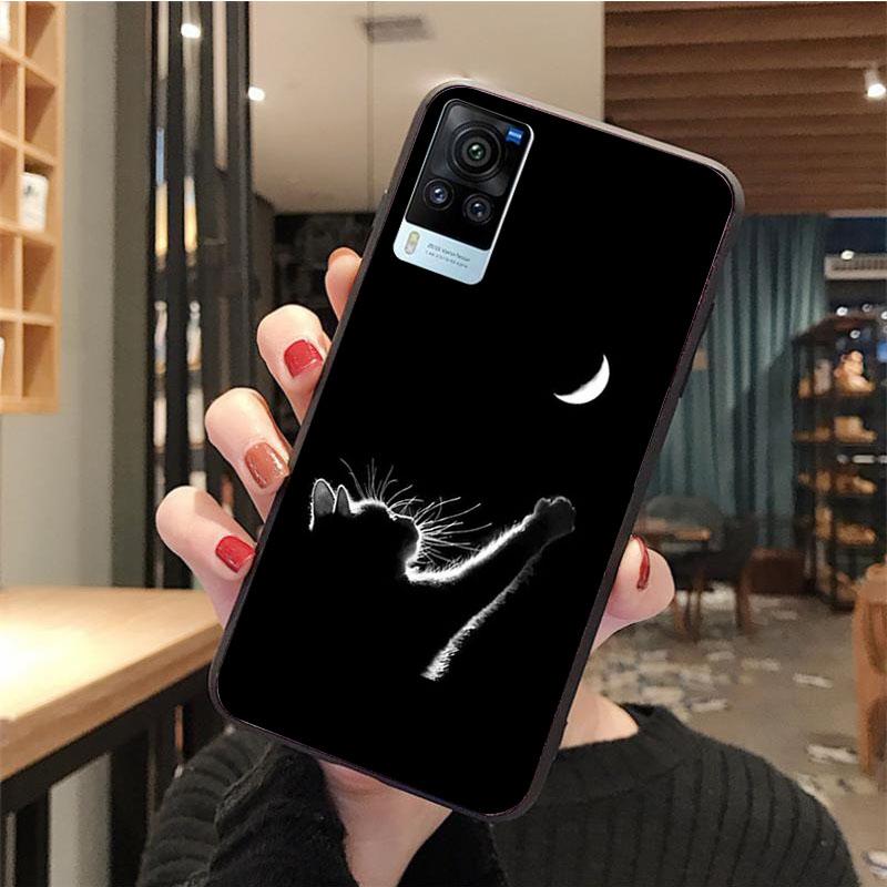 Black Cat Phone Case for VIVO V21E V21 V23 V23E V2109 Y53S Y33S Y55 Y76 Y31 Y21 Y72 Y01 Y21S Y11S