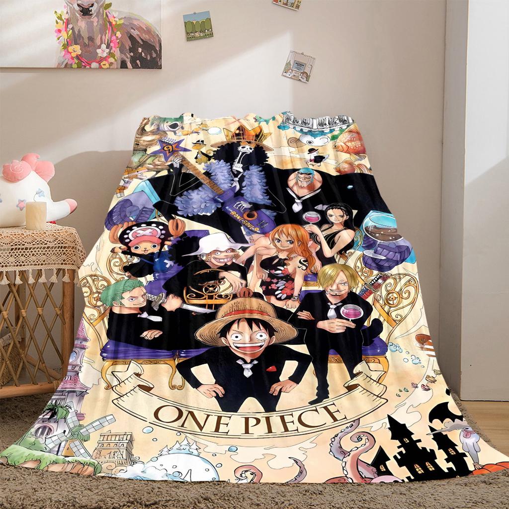 Anime One Piece Luxury Flannel Lightweight Blanket Home Decor Sofa Bed Travel Cover Family Gift LXR137