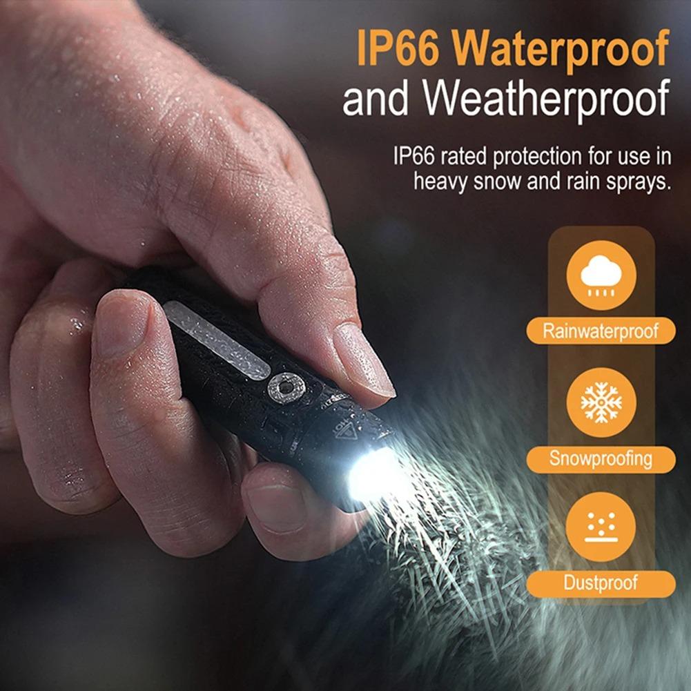 Multi-Light Source Mini Keychain Flashlight with Clip & Magnetic Waterproof Type-C Charging Work Light for Outdoor Camping