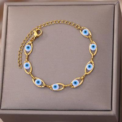 Fashion New Personalized Creative Multi-color All Devil's Eye Stainless Steel Gold-plated Trend Bracelet