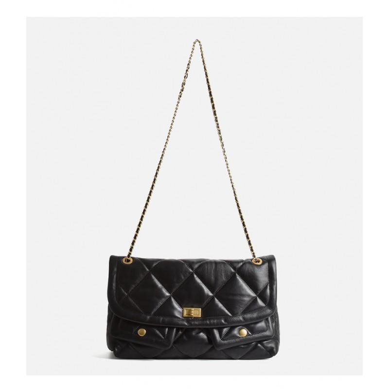 Xiaoxiang Layer Cowhide Grid High-end Chain Bag Women's Doubles Pocket Large Capacity Versatile Single Shoulder Tote