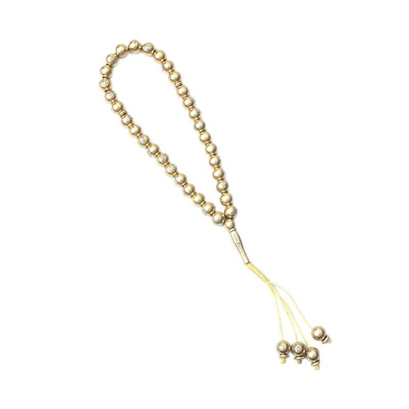 Electroplated Star & Moon 33-Bead Tasbih Bracelet - Middle Eastern Muslim Prayer Beads