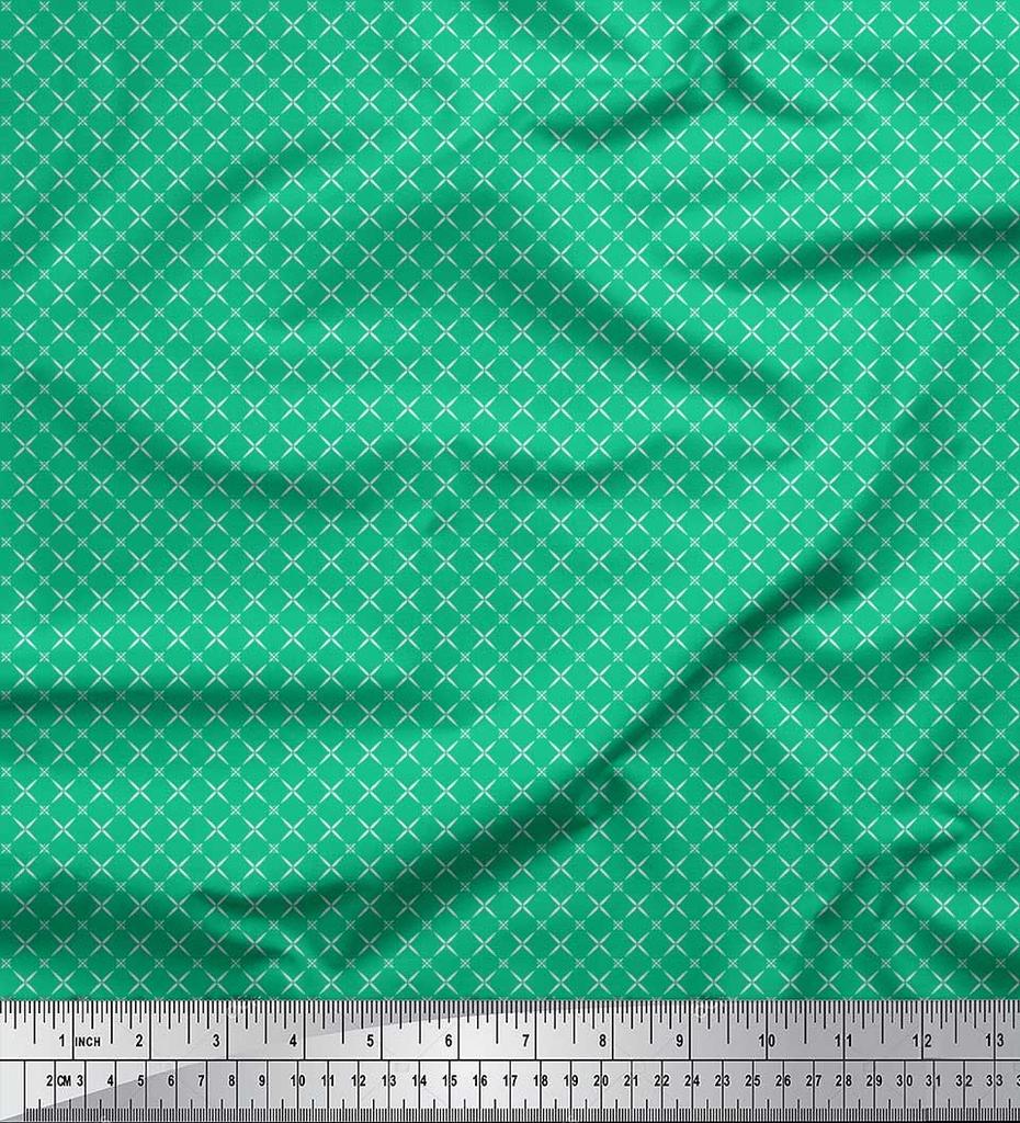 Soimoi Japan Crepe Satin Fabric Geometric Small Print Fabric by Metre 42 Inch