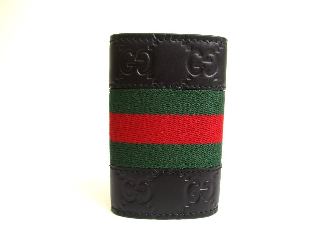 Authentic GUCCI Guccissima Black Leather 6 Pics Key Cases #a781  Refurbished
