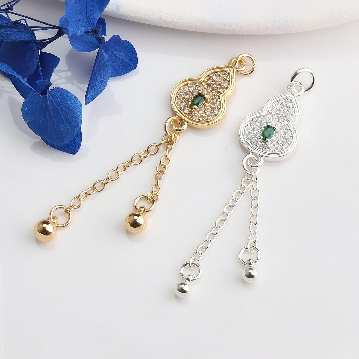

14K Gold-Filled Inlaid Moon Gourd Tassel Pendant for DIY Bracelets & Necklaces