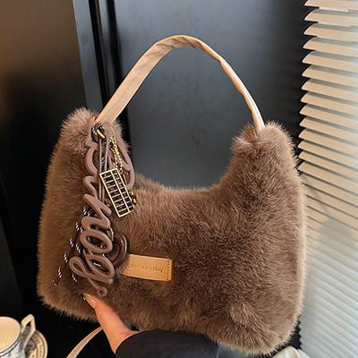 Plush Handbag Women's Autumn New Fashion Messenger Bag Texture Plush Bag Shoulder Bag Hand Bag