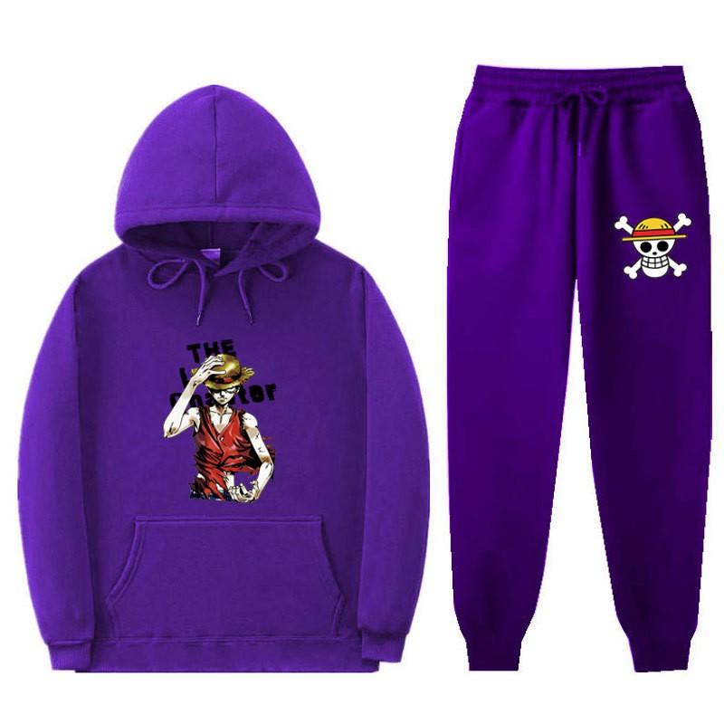 Mens Warm Hooded Sweatshirt Set With Printed Design Long Sleeve Top Pants Casual Sportwear Winter