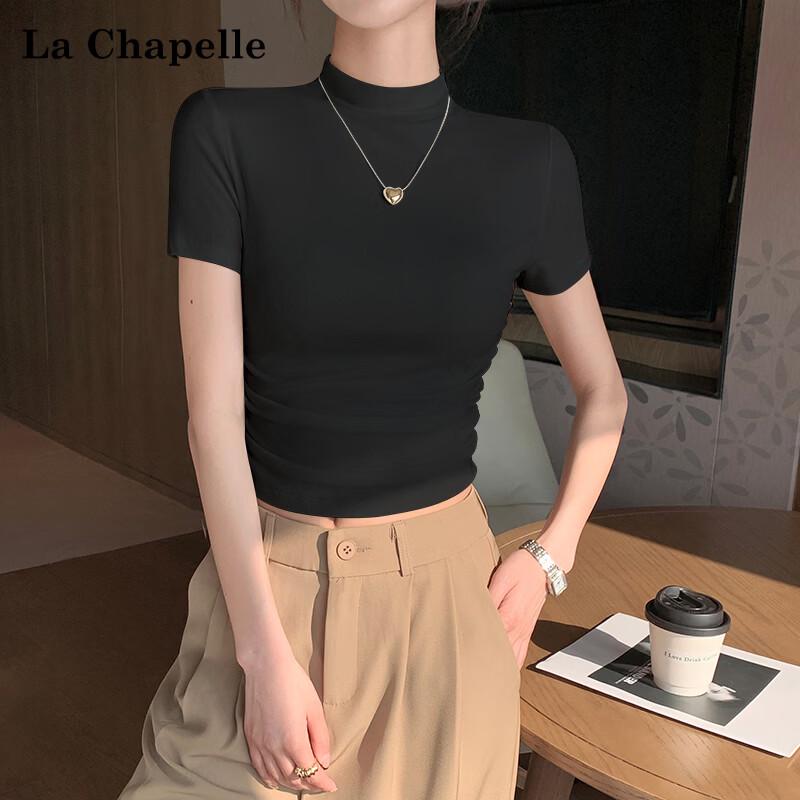 La Chapelle Women s Slim Fit Half-High Collar Short Sleeve T-Shirt XL