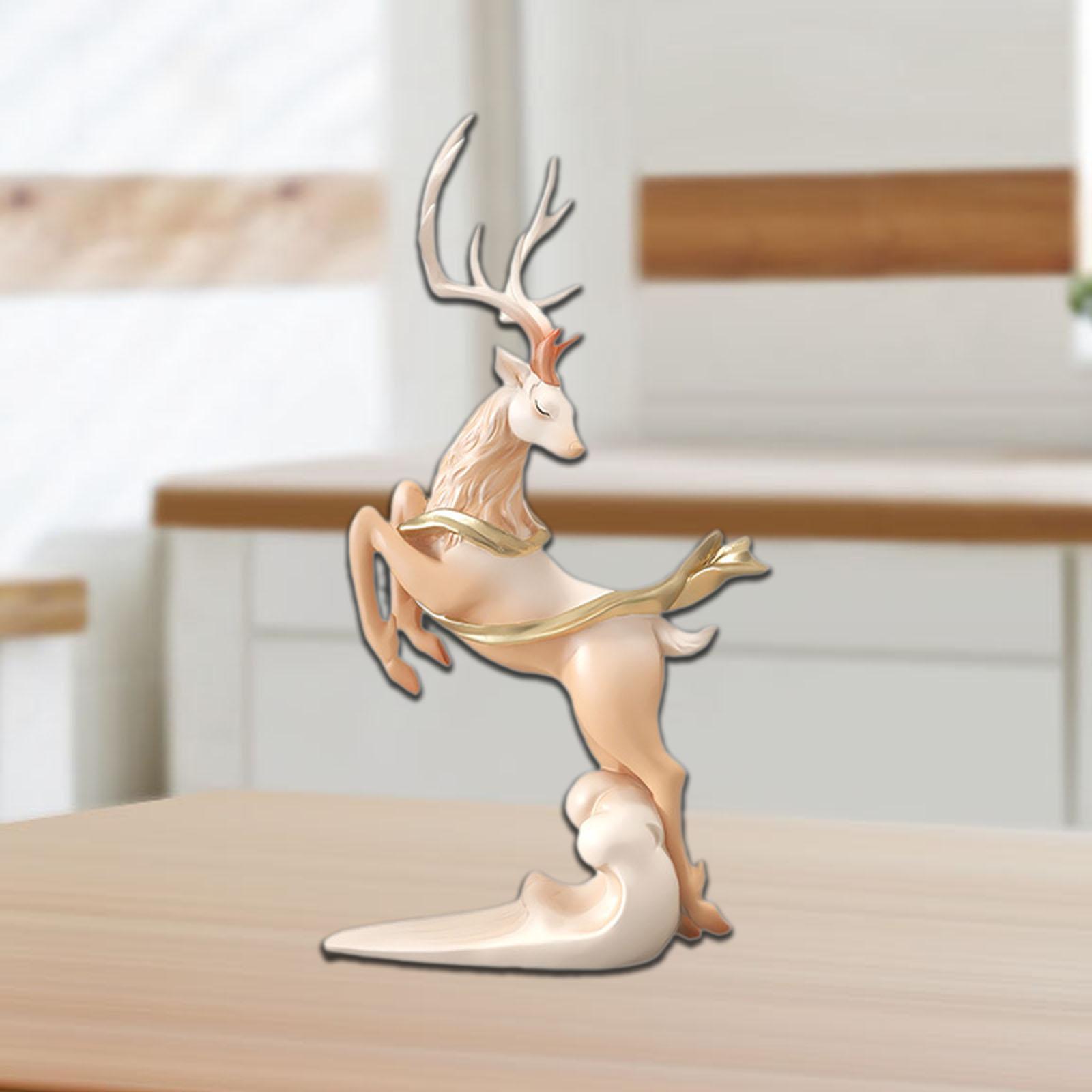 

Фигурка оленя из смолы, скульптура лося, современный, креативный декор в виде оленя, статуэтки оленей для телевизора, шкафа, домашней свадебной полки оранжевый