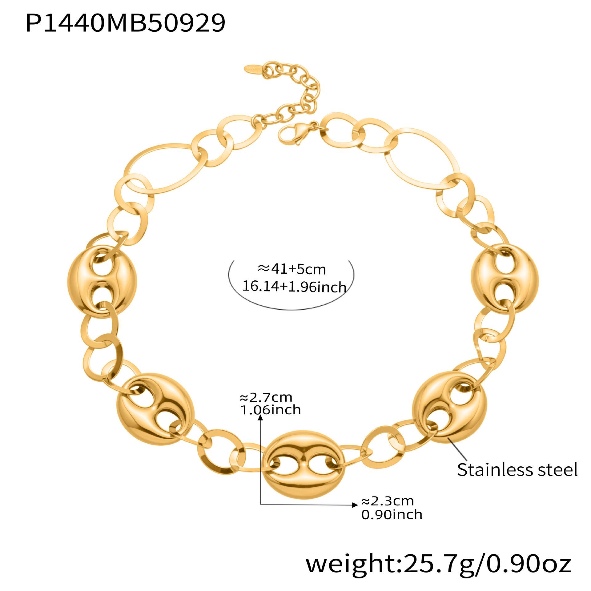 Qiong Yao 18K Gold-Plated Stainless Steel Coffee Bean Necklace - Versatile Cuban-Inspired Jewelry