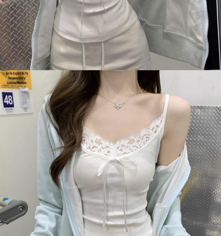 Women's Lace Bow Slim Fit Camisole - Plus Size Spring/Summer 2026
