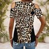 Damen Übergröße Schlüsselloch Ringhals Kalte Schulter Kurzarm Tintenspritzer Druck T-Shirt