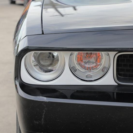 White Front Headlight Lamp Frame Cover Trim Bezels for Dodge Challenger 2009-14