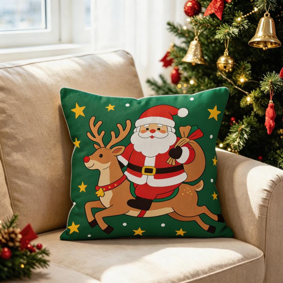 Christmas Throw Pillow Covers Festive Printed Xmas Cushion Cover Home Decor Sofa Waist Pillows Case for Living Room Couch