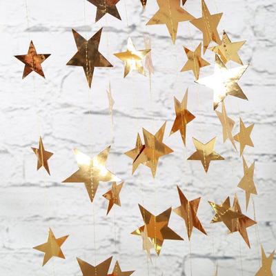 4M Glänzend Gold Silber Papiergirlande Stern Schnur Banner Hochzeitsbanner Für Party Heim Wandbehang Dekoration Babyparty Gastgeschenke