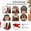 2D Wooden Christmas Tree Ornaments, Creative and Car Shapes, Multi-Set Holiday Hanging Decorations and Gift Set