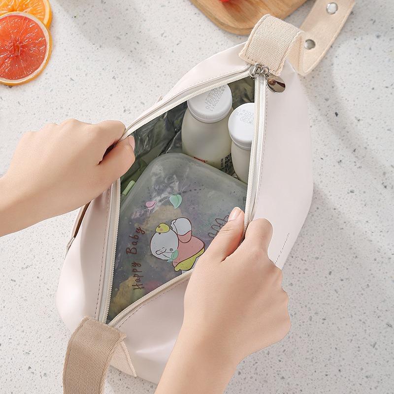 New PU Lunch Bag for Office Workers, Fashionable Single-Shoulder Insulated Lunch Bag, Outdoor Waterproof Picnic Bag