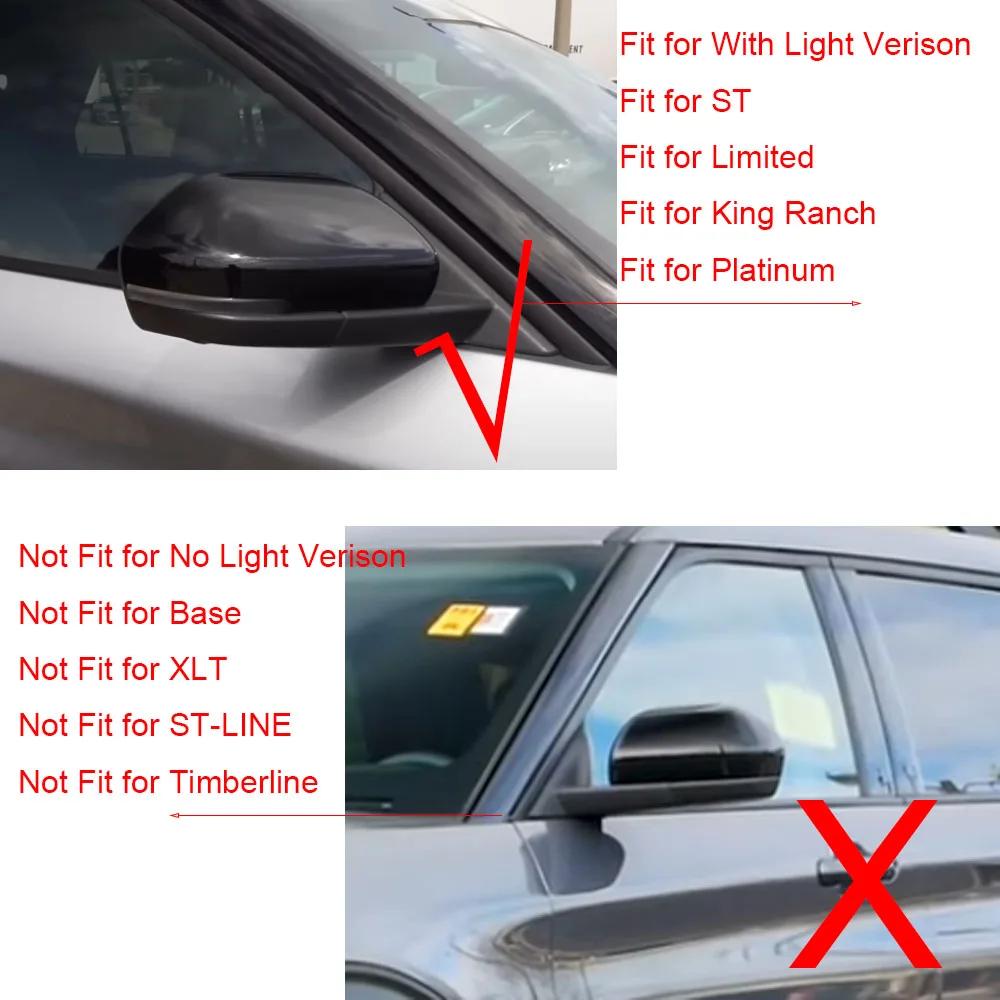 LHD For Ford Explorer 2020-2025 Car Sticker Rearview Side Mirror Cover Wing Cap Exterior Door Rear View Case Trim Carbon Fiber