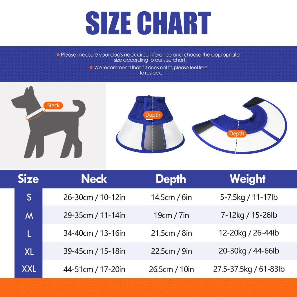 Pet Recovery Collar for Dogs After Surgery Adjustable Dog Neck Cone Surgical Elizabeth E-Collar Prevent Biting and Licking Wound