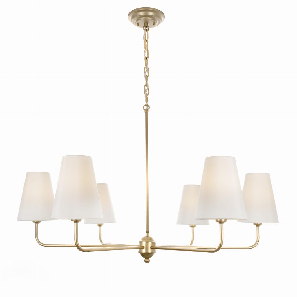 CLASSY PLUS Gold WHITE Chandelier - wide