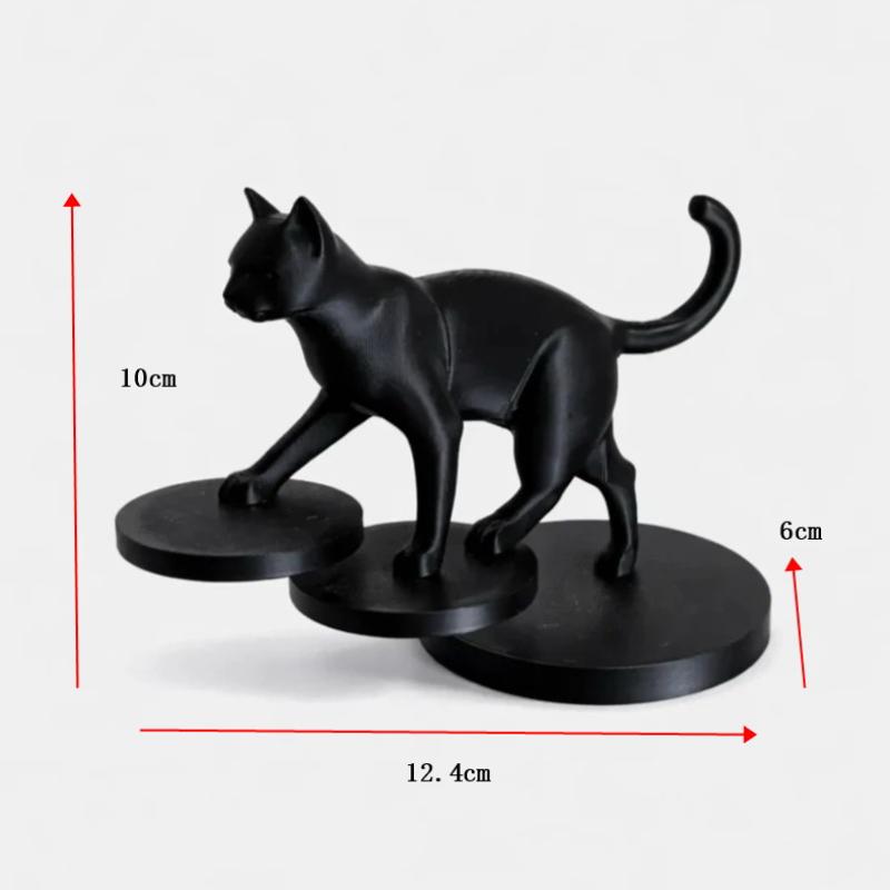 3D Printed Modern Leaping Cat Sculpture Geometric Minimalist Home Decor Living Room Desk Ornament Gift For Cat Lovers