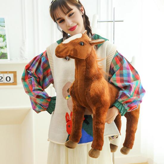 Simulation Plush Horse Toy Stuffed Pony Plushie Year of Horse Mascot Doll Educational Toy Home Bedroom Decoration Holiday Gift