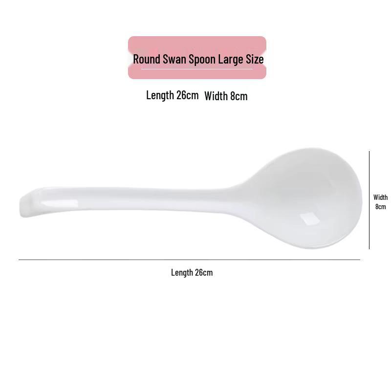 White Ceramic Long-Handle Ladle - Scratch-Resistant, Large Soup Spoon for Commercial and Household Use