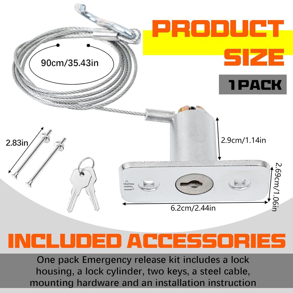 Emergency Garage Door Manual Release Lock Universal Compatibility Stainless Steel Construction No Drilling Required