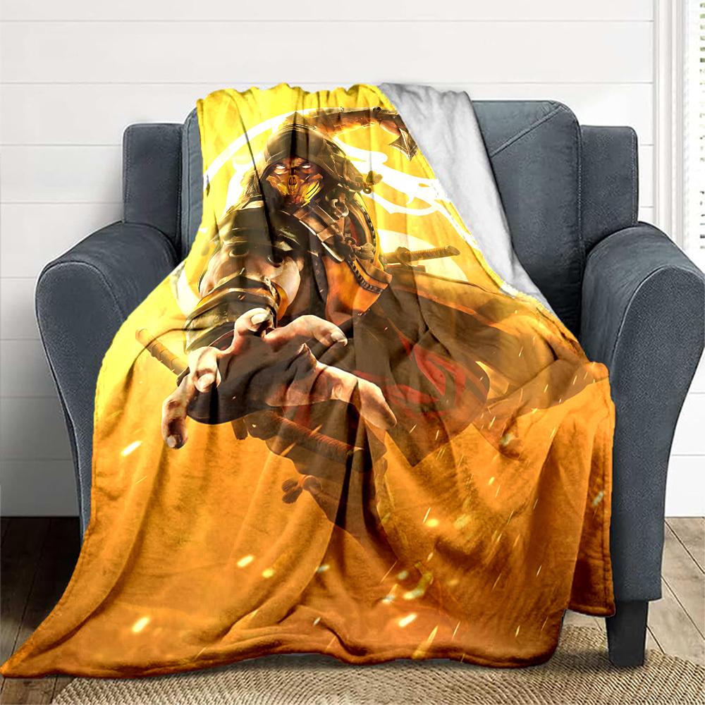 1pc Mortal Kombat Blanket Lightweight Flannel Throw For Sofa, Bed, Travel, Camping, Livingroom, Office, Couch, Chair, And Bed