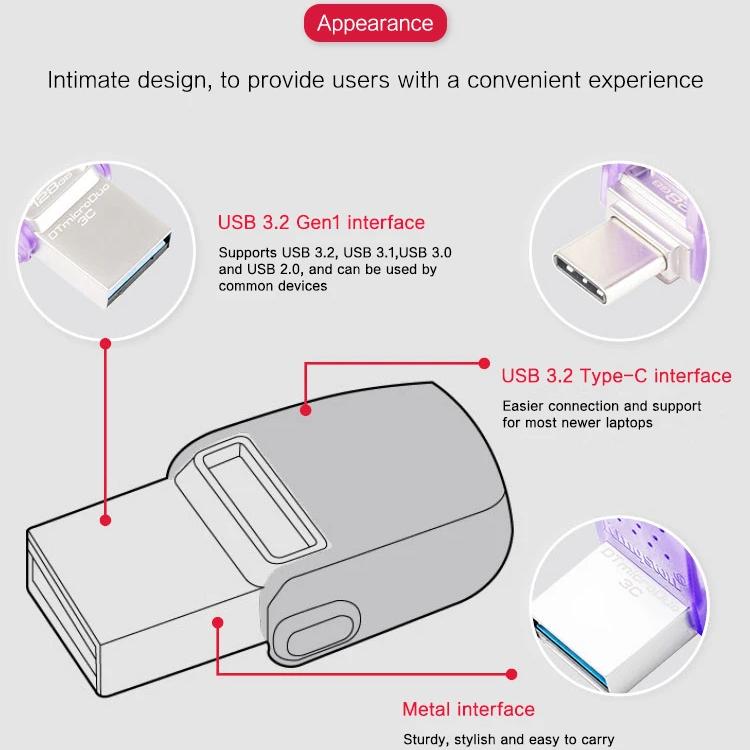 Kingston 128GB OTG Flash-Speicherstick USB 3.2 Typ-C USB-Flash-Laufwerk OTG 64GB 256GB Bis zu 200MB/s USB-A/USB-C DTDUO3CG3 Für PC/iPad/Telefon