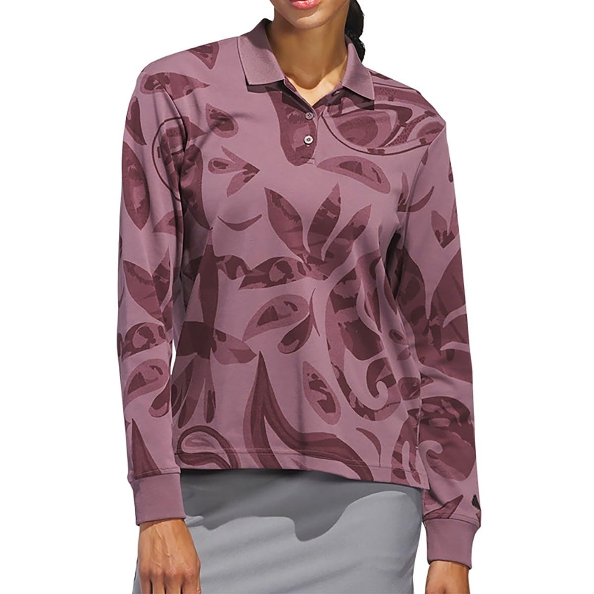 

Гольф поло с длинным рукавом с узором пейсли для цвета Shadow Fig [Adidas Golf] GO-TO Женщины,