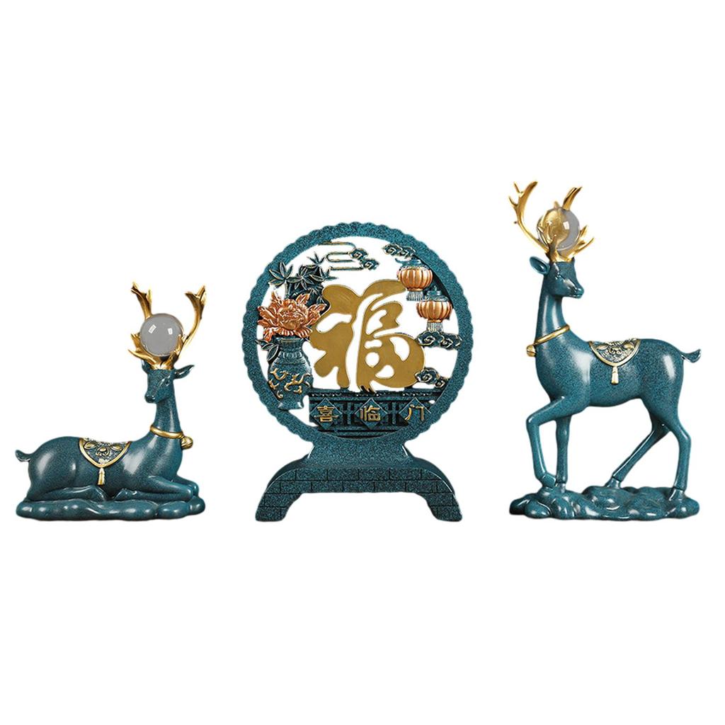 Deer Statues Reindeer Figurines Cabinet Desktop Centerpiece Animal Figure Elk Sculpture for
