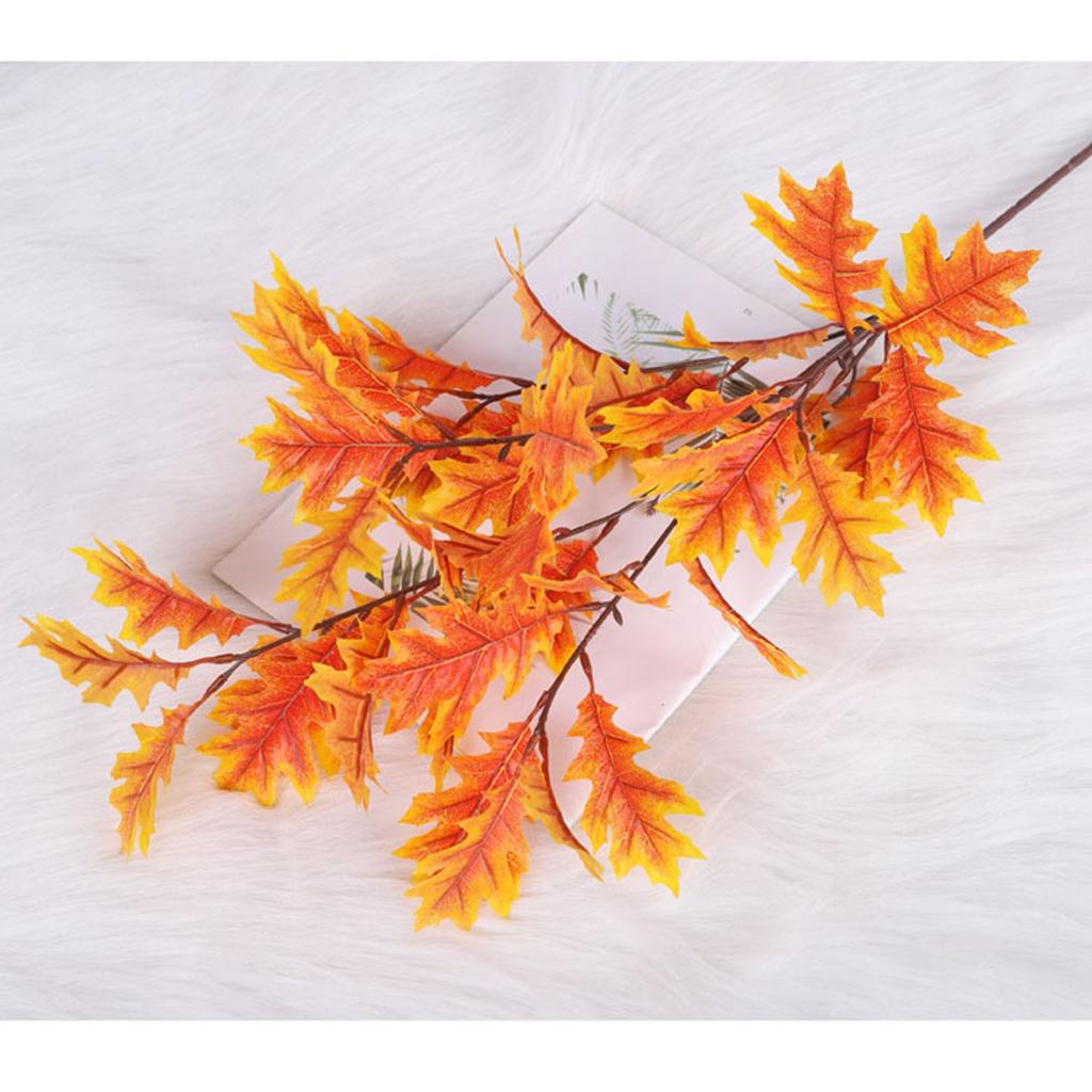 Künstliche Eichenblätter Seidenstoff Blätter Flexibler Eisendrahtstiel Dekorative künstliche Eichenblätter Heimdeko