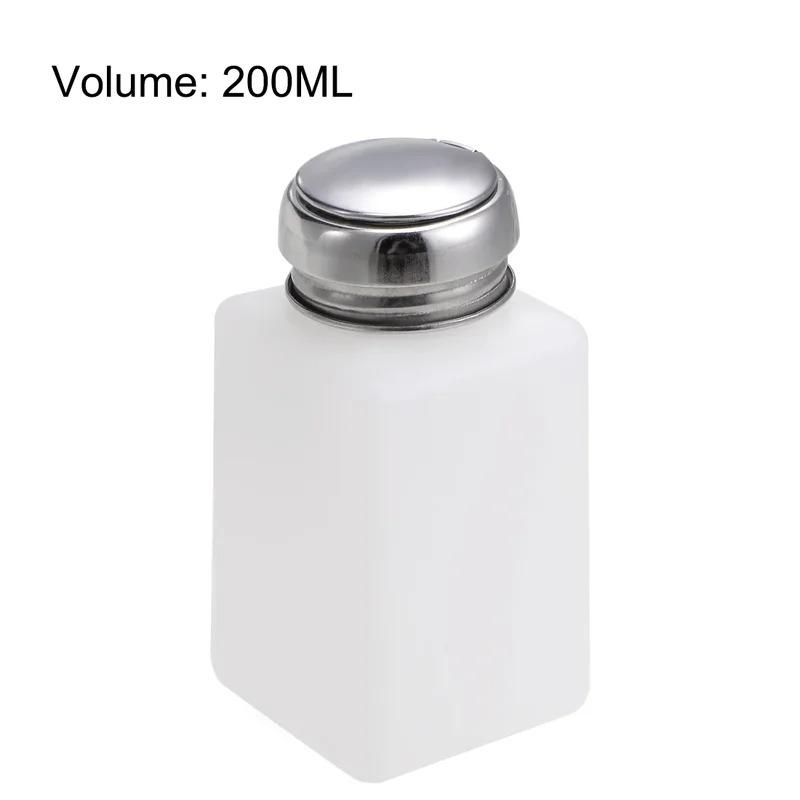 200ML Portable Press Empty Refillable Bottle Liquid Alcohol Pump UV Gel Nail Polish Cleaner Acetone Water Remover Dispenser