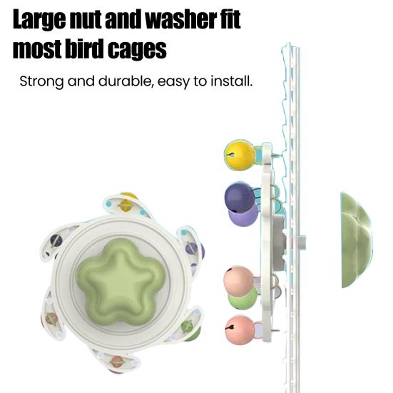 Parrots Spinner Rattle Parakeets Interactive Colorful Toy Wheel Budgerigar Nibble Toy with Rotating Function Birdcage Toy