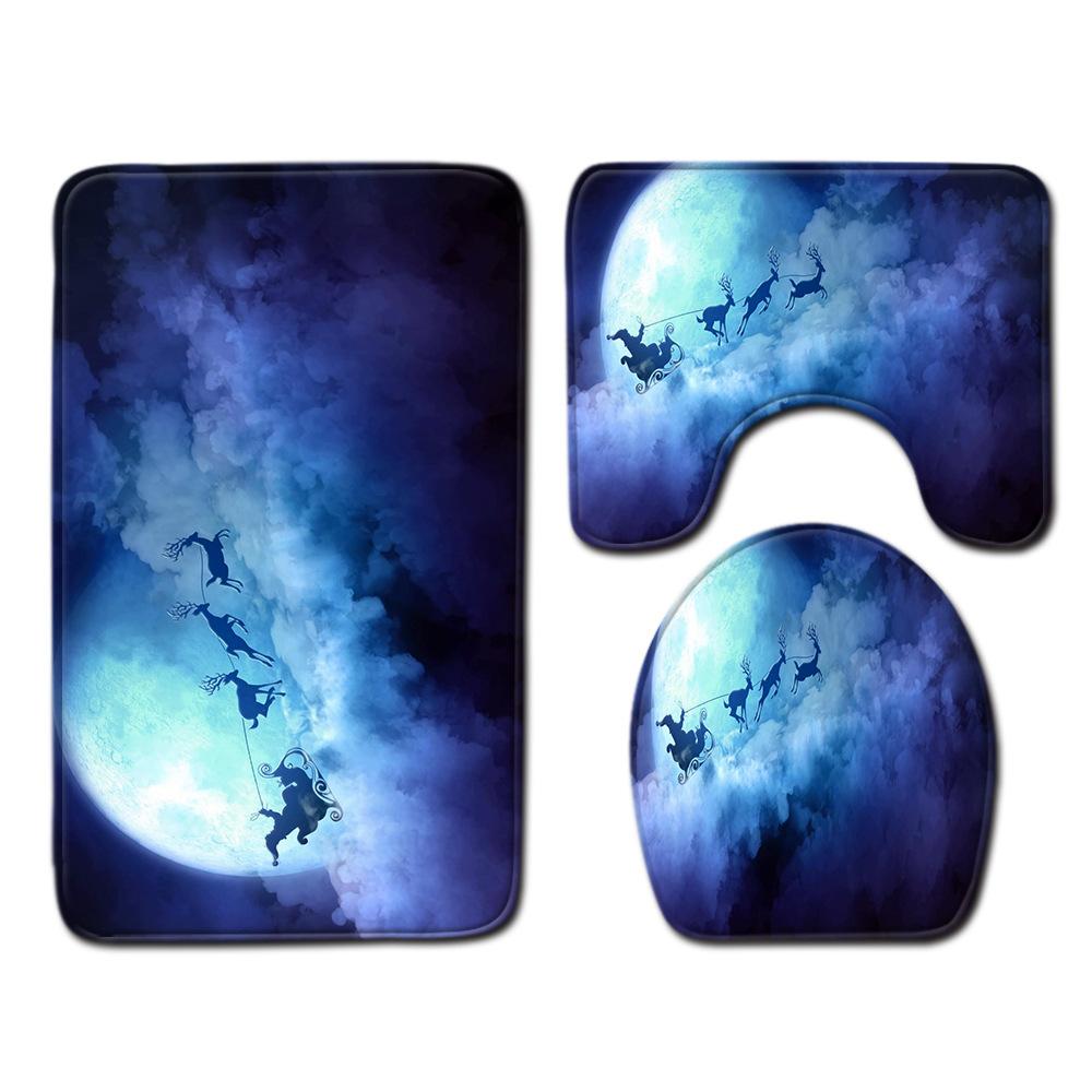 Christmas Bathroom Floor Mat Toilet Three-Piece Set