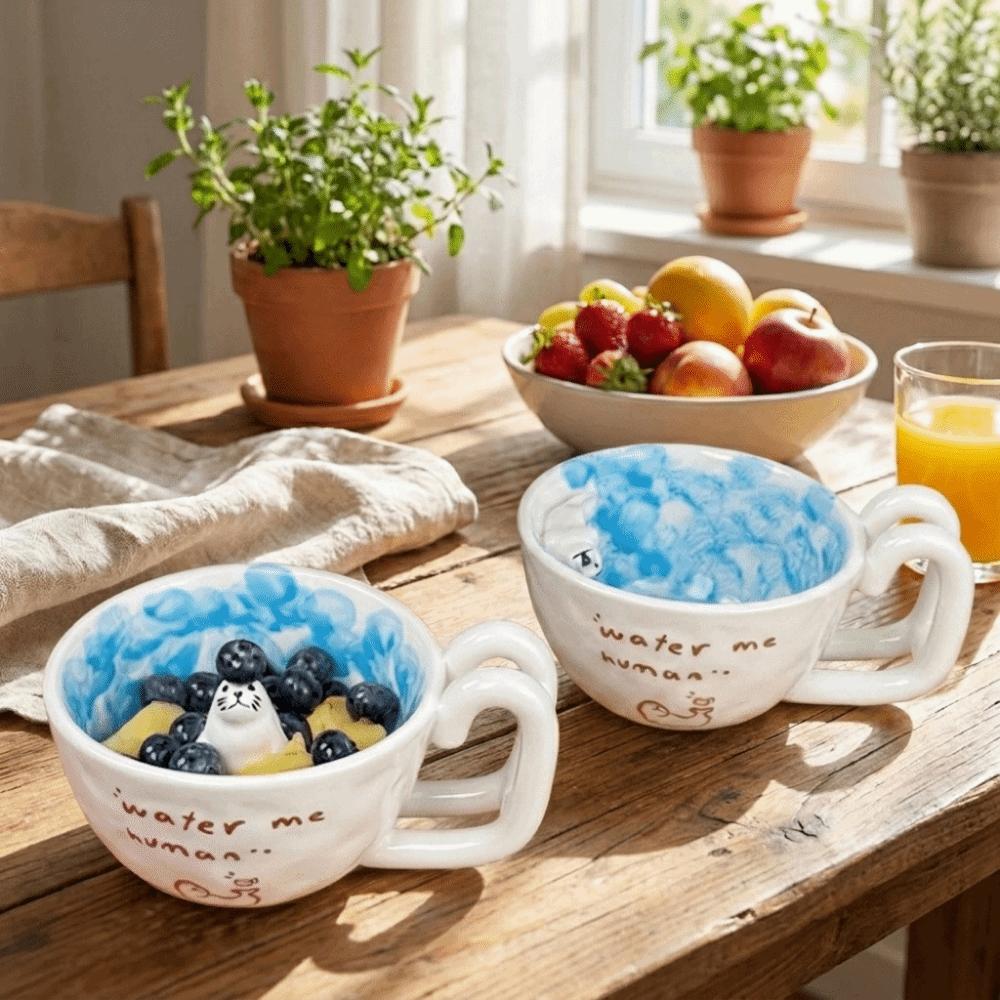 Tazza in Ceramica Carina Foca Piscina Tazza da Caffè Figura 3D Tazza a Tema Anime Latte Caffè per la Colazione
